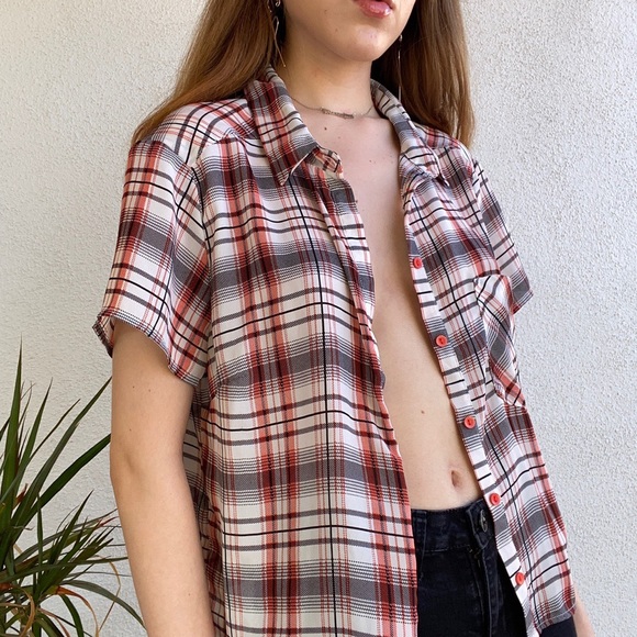 plaid button-up croptop(crosslist on depop) - Picture 2 of 4
